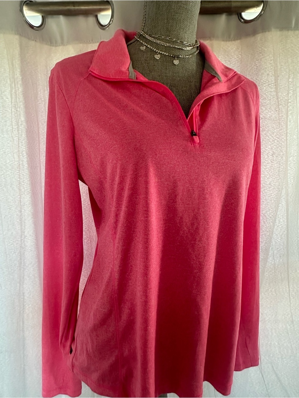 Danskin Hot Pink Long-Sleeve Quarter-Zip Pullover